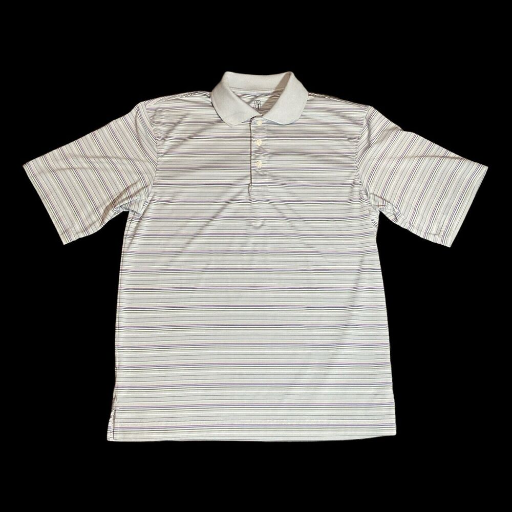 PGA Tour Golf Polo Mens Size Small Gray Stripped